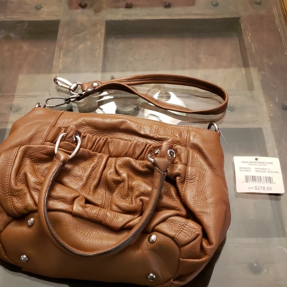 B. Makowsky medium satchel nutmeg purse Natasha